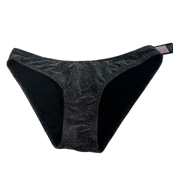 Wild Fable Women's Size XL 16 Swim Bikini Bottom Black Silver Metallic New - Picture 1 of 10